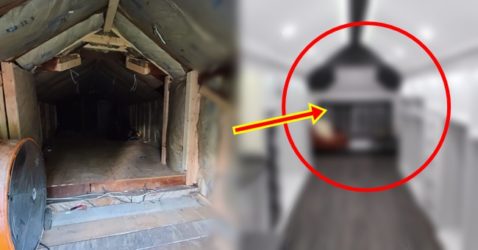 Husband Turns Scary Attic Into Elegant Closet