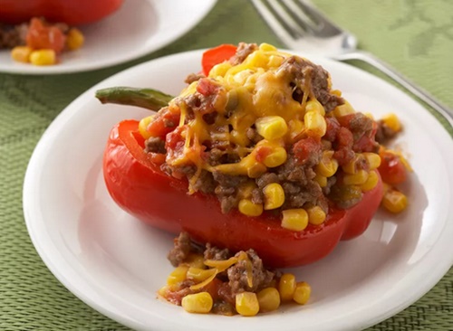 Mexican-Inspired Beef and Corn Skillet Peppers