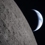Earth setting behind the lunar limb during Artemis II flyby